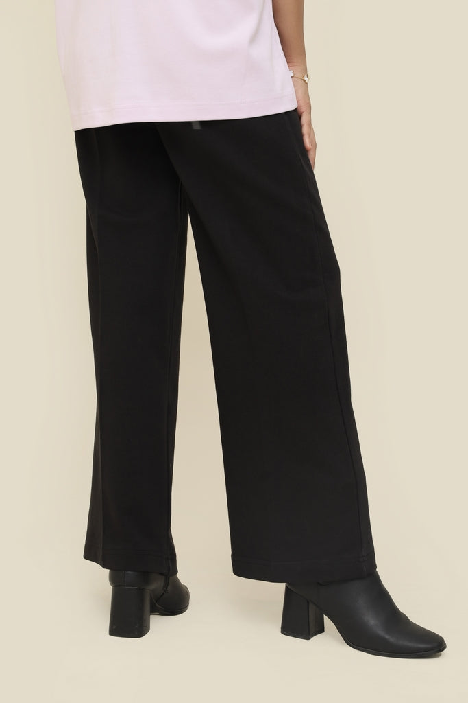 The Draped Icon Wide-Leg Trouser Caviar in Limited Edition Color