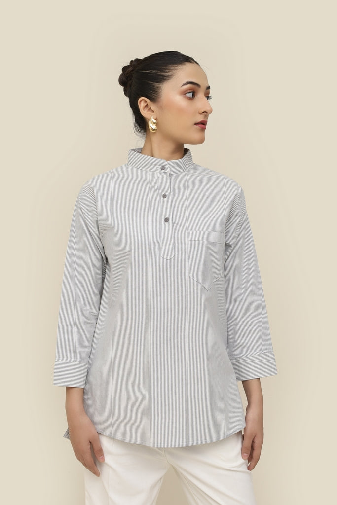 Hana no Kage Flower Shadow – Japanese Collar Striped Shirt