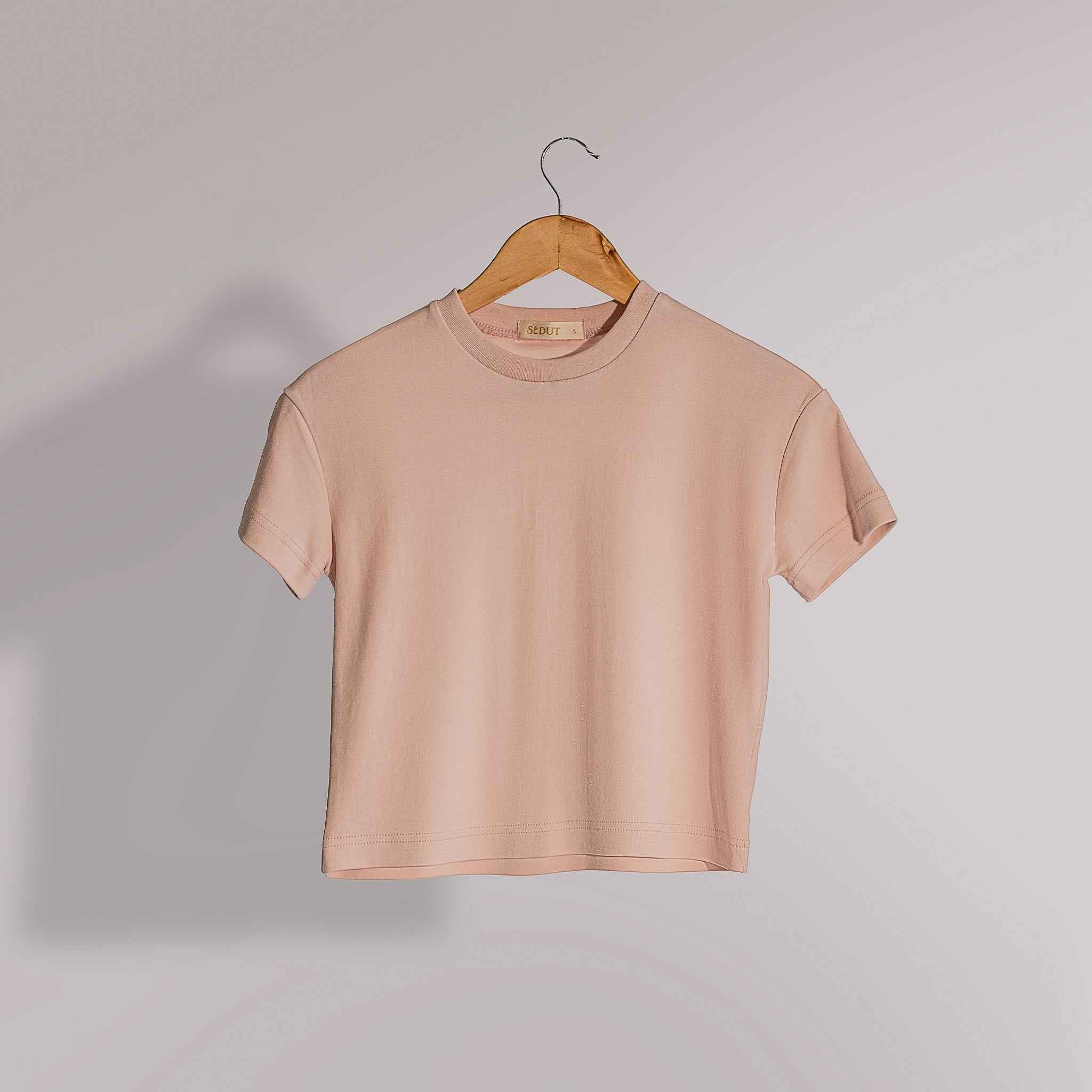Crop Luxe T-Shirt in Breath Comfort Mauve Chalk - Stylish and Soft Fashion Essential - Sa'adut