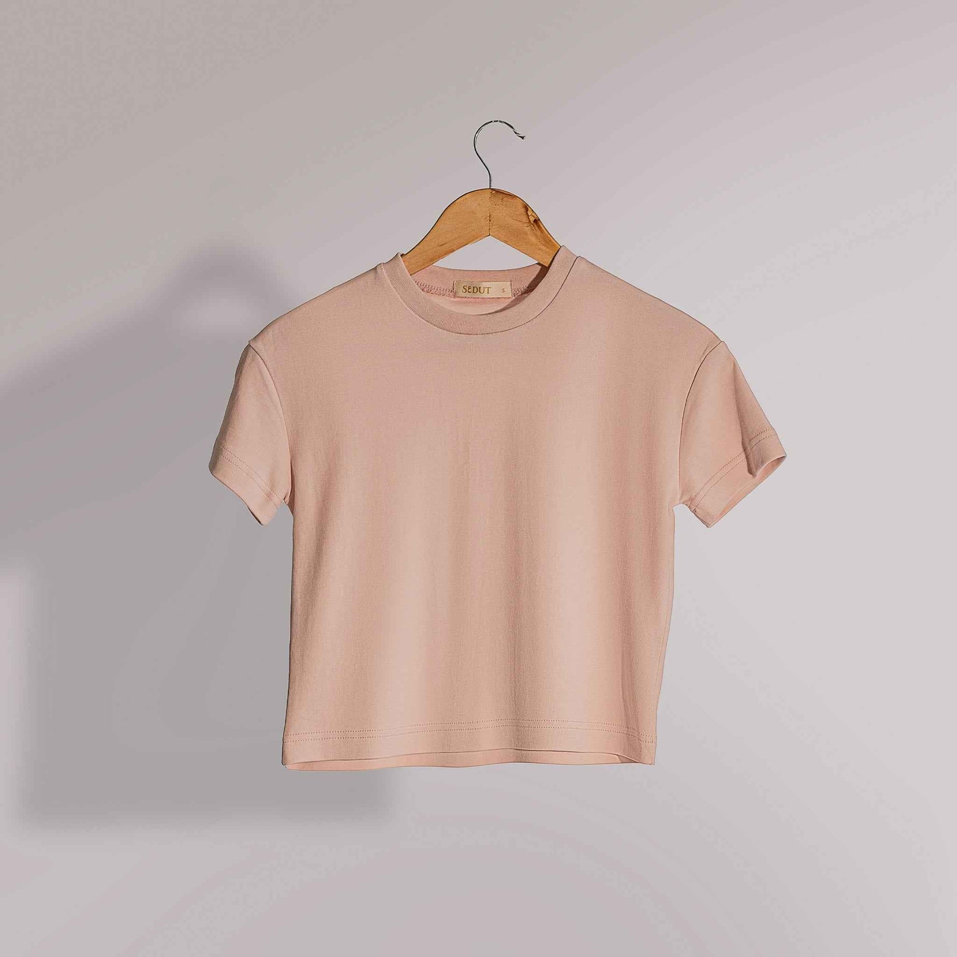 Crop Luxe T-Shirt in Breath Comfort Mauve Chalk - Stylish and Soft Fashion Essential - Sa'adut