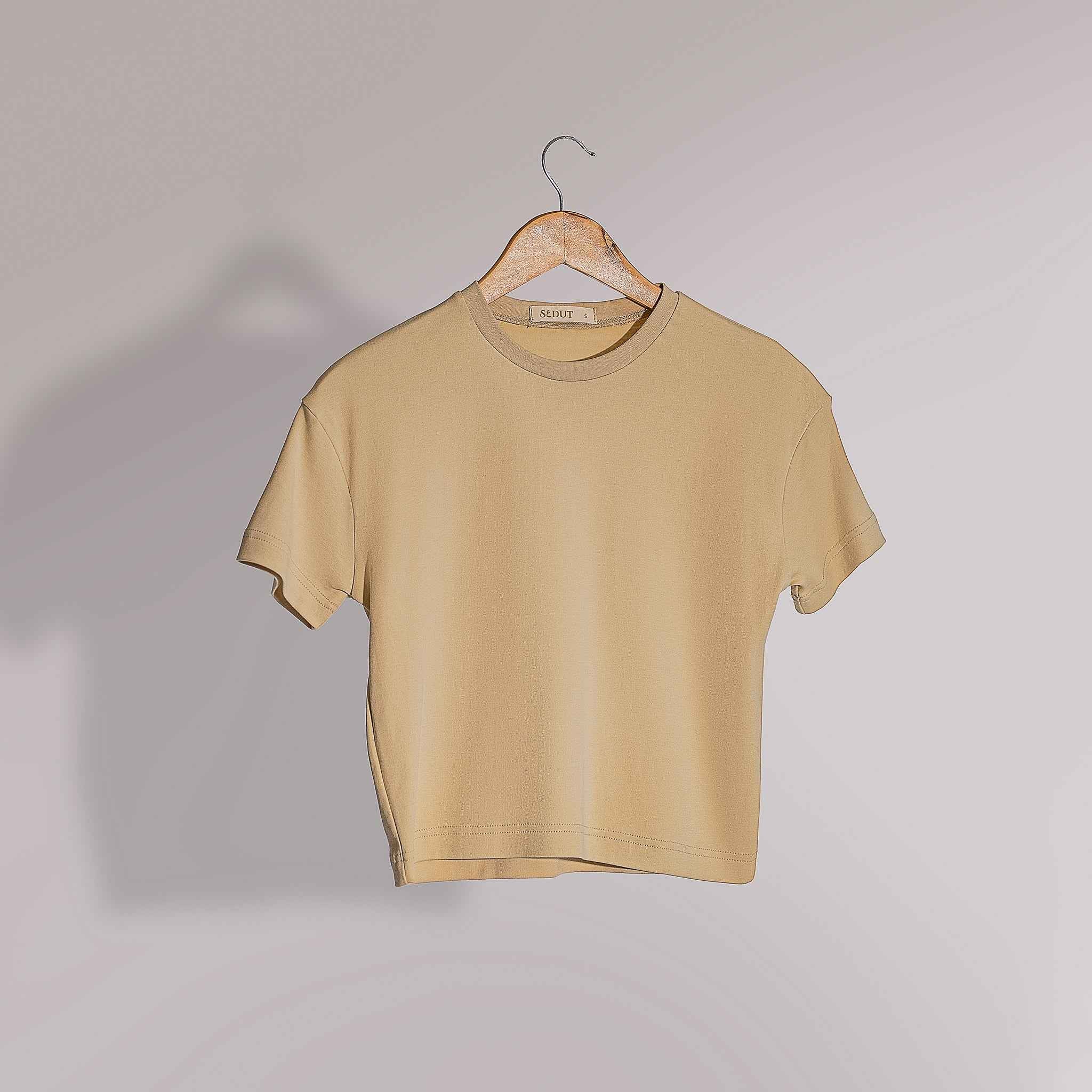 Crop Luxe T-Shirt in Cloud Cream for Breathable Comfort - Sa'adut