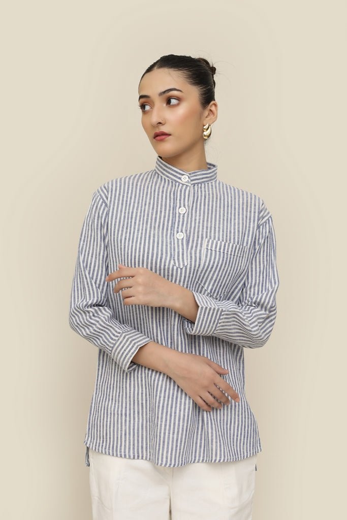 Lines of Intention | The Broad Stripe Japanese Collar Shirt - Sa'adut
